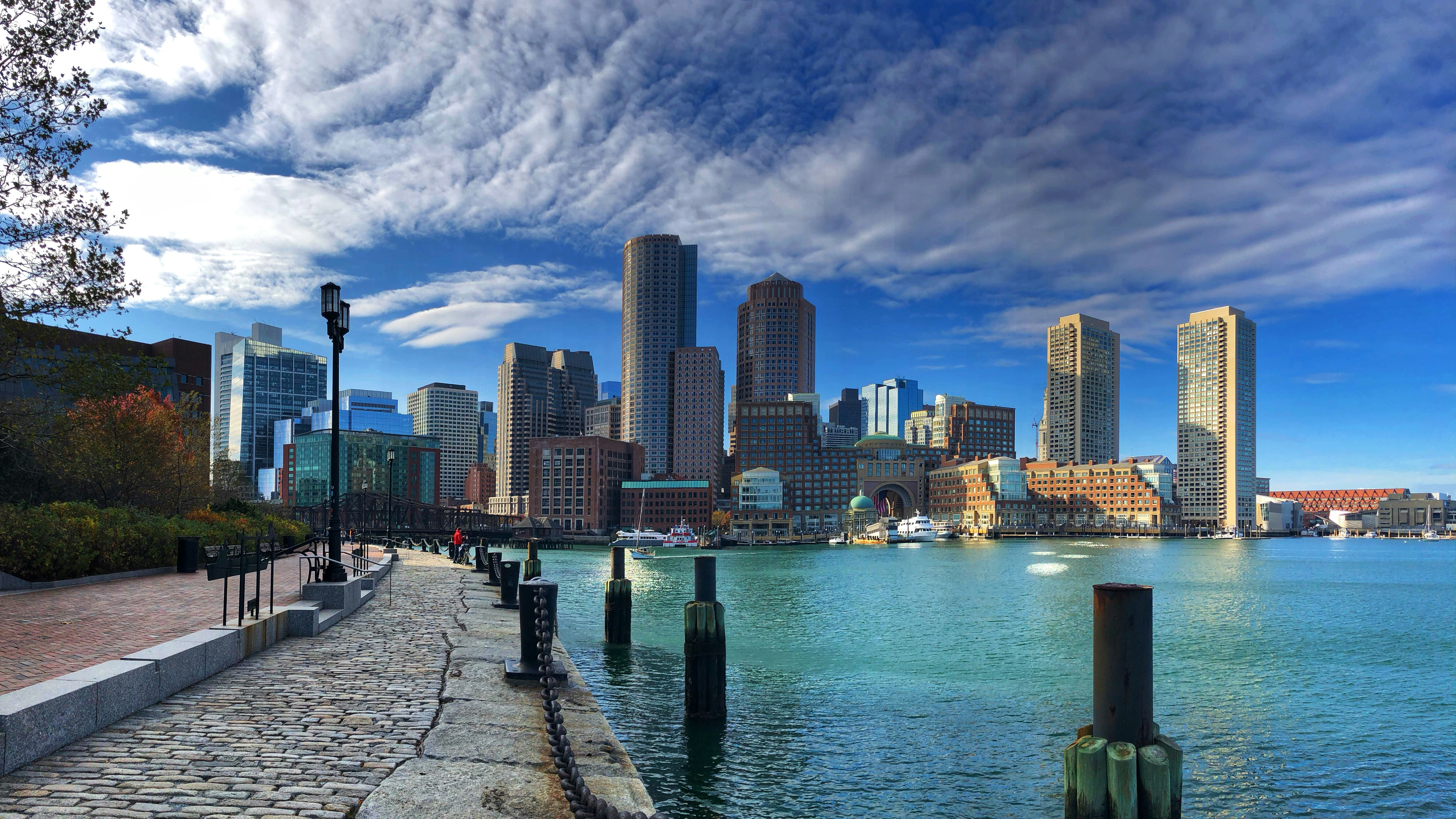 Boston skyline seen from the Harborwalk